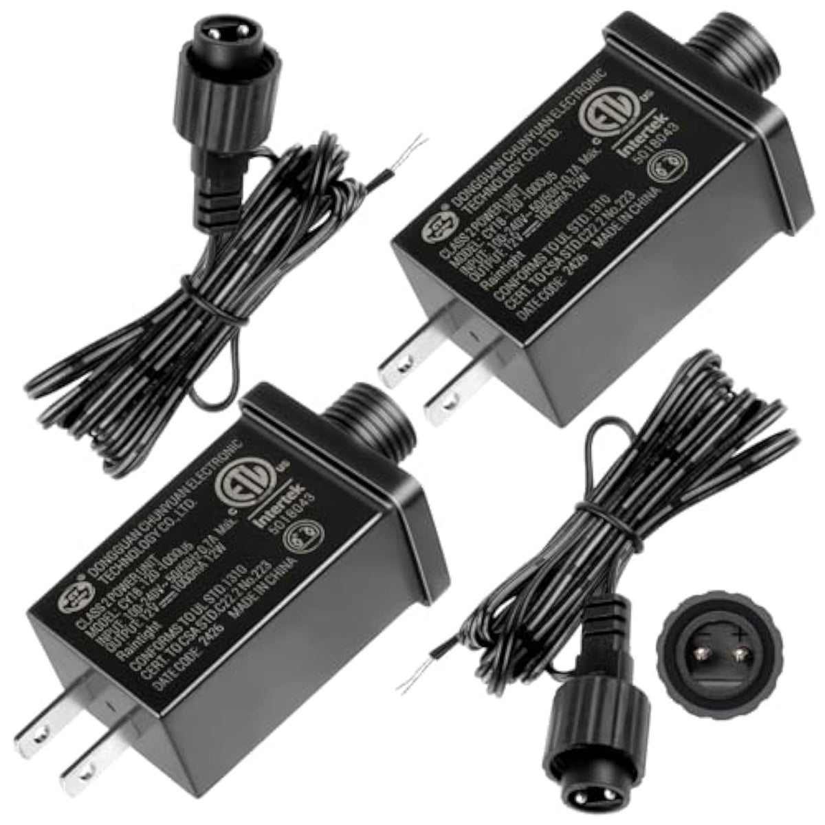 2Pack 12V 1A Replacement Yard Inflatable Adapters Class 2 Power Supply With 2 10Ft Extension Cords Transformer Us Plug F