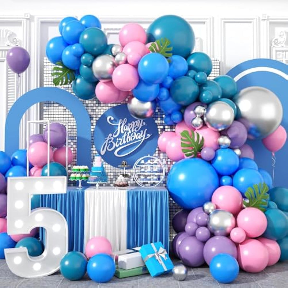 118PCS Blue Purple Balloon Garland Kit - Metallic & Pastel Balloons for Any Party
