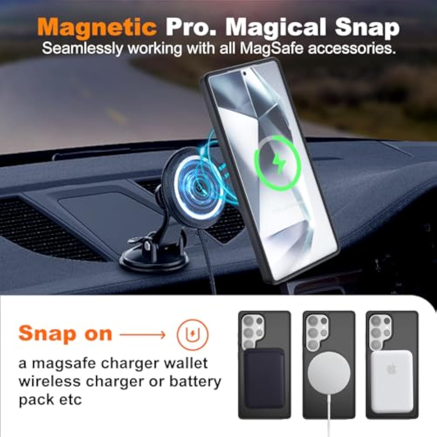 Hualele Magnetic For Samsung Galaxy S25 Ultra Case, Compatible With Magsafe, Military Grade Dropproof Translucent Matte Hard Back Soft Edge Slim Protective For Samsung S25 Ultra 5G Case,Black