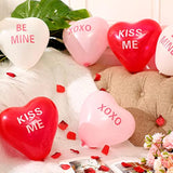 30 Pcs Valentines Day Heart Balloons 12 Inch Kiss Me Sweet Latex Heart Shaped Balloons Decor For Propose Wedding Engagement Anniversary Valentines Party Decorations(Red Pink White)