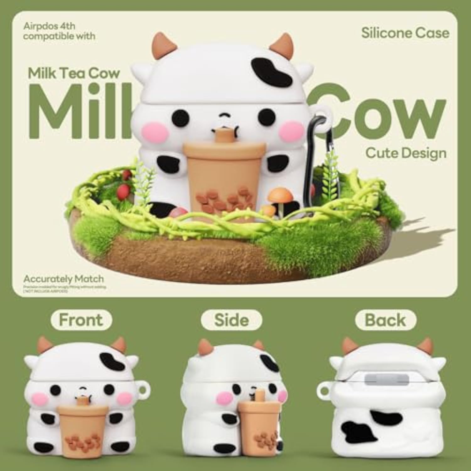 AirPods 4 Case 2024, Cute Silicone Cover, White