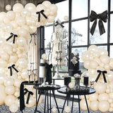 141pcs White Balloon Arch Kit with Pearl White Balloons & Black Bows for Parties