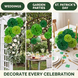 Green Tissue Paper Pom Poms 12pcs Hanging Flowers Party Wedding Decor