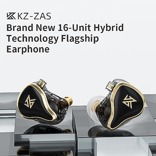 KZ ZAS in Ear Monitor Headphones 16 Units 7BA 1DD Hybrid Drivers HiFi IEM Earphones High Clarity Wired Earbuds for Musicians Singers Audiophile Dj