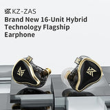 KZ ZAS in Ear Monitor Headphones 16 Units 7BA 1DD Hybrid Drivers HiFi IEM Earphones High Clarity Wired Earbuds for Musicians Singers Audiophile Dj
