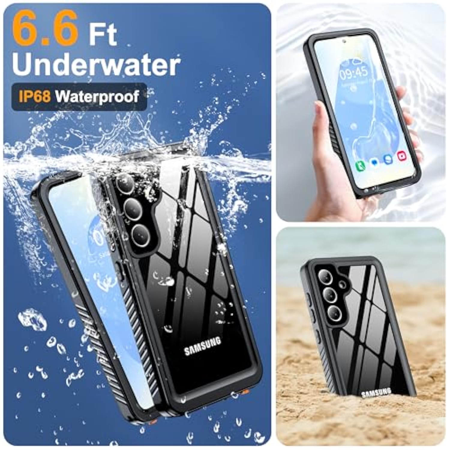 For Samsung Galaxy S25 Case Waterproof,Ip68 Waterproof Dustproof Case With Built-In Screen Protector, Full Body Protective Phone Cover For Galaxy S25 6.2 Inch, Black/Clear