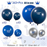 Navy Royal Blue Silver Balloon Garland Kit 160 Pcs Dark Blue Balloons Arch For Graduations Class Of 2025 Prom Party Birthday Decorations 50Th Men Bithday Supplies