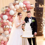 Dusty Blush Pink Balloon Garland Kit, Nude Cream Pink Balloon Arch Kit With Metallic Champagne Gold And Gold Confetti Balloons, Beige Boho White Balloons For Wedding Bridal Birthday Decorations