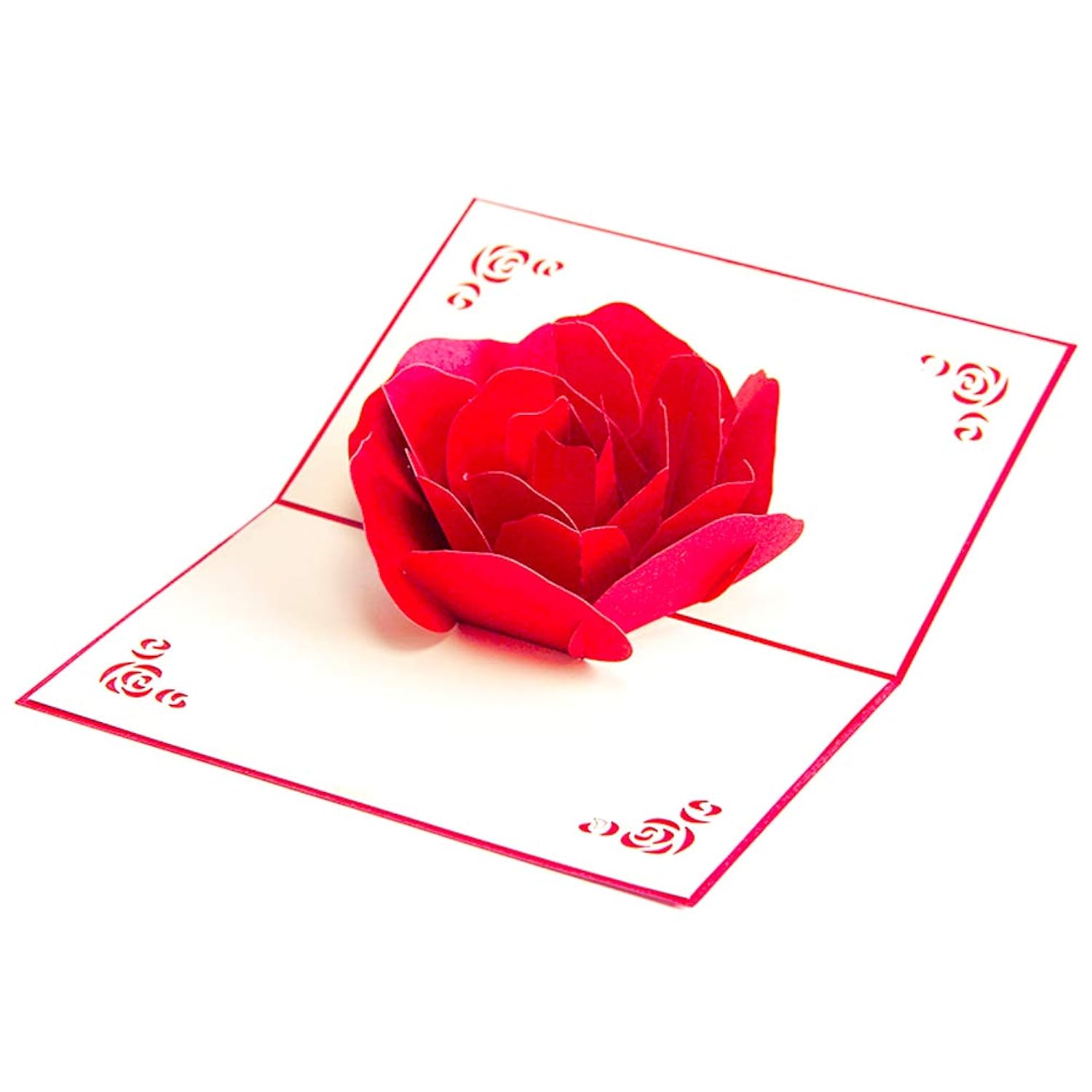 3D Rose Pop Up Card, Valentines Day Card, Mothers Day Card, Flower Greeting Card, Birthday Card With Envelope (3D Rose, Pack Of 1)