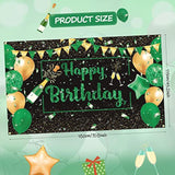 Green Black Gold Birthday Party Decoration Banner, Green Black Happy B