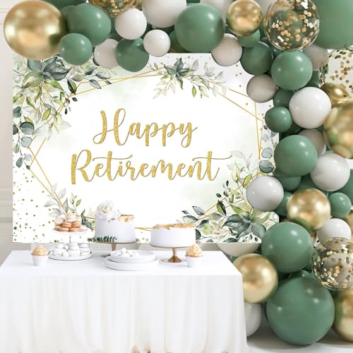 Happy Retirement Banner, Retirement Backdrop Decorations 71x43Inch