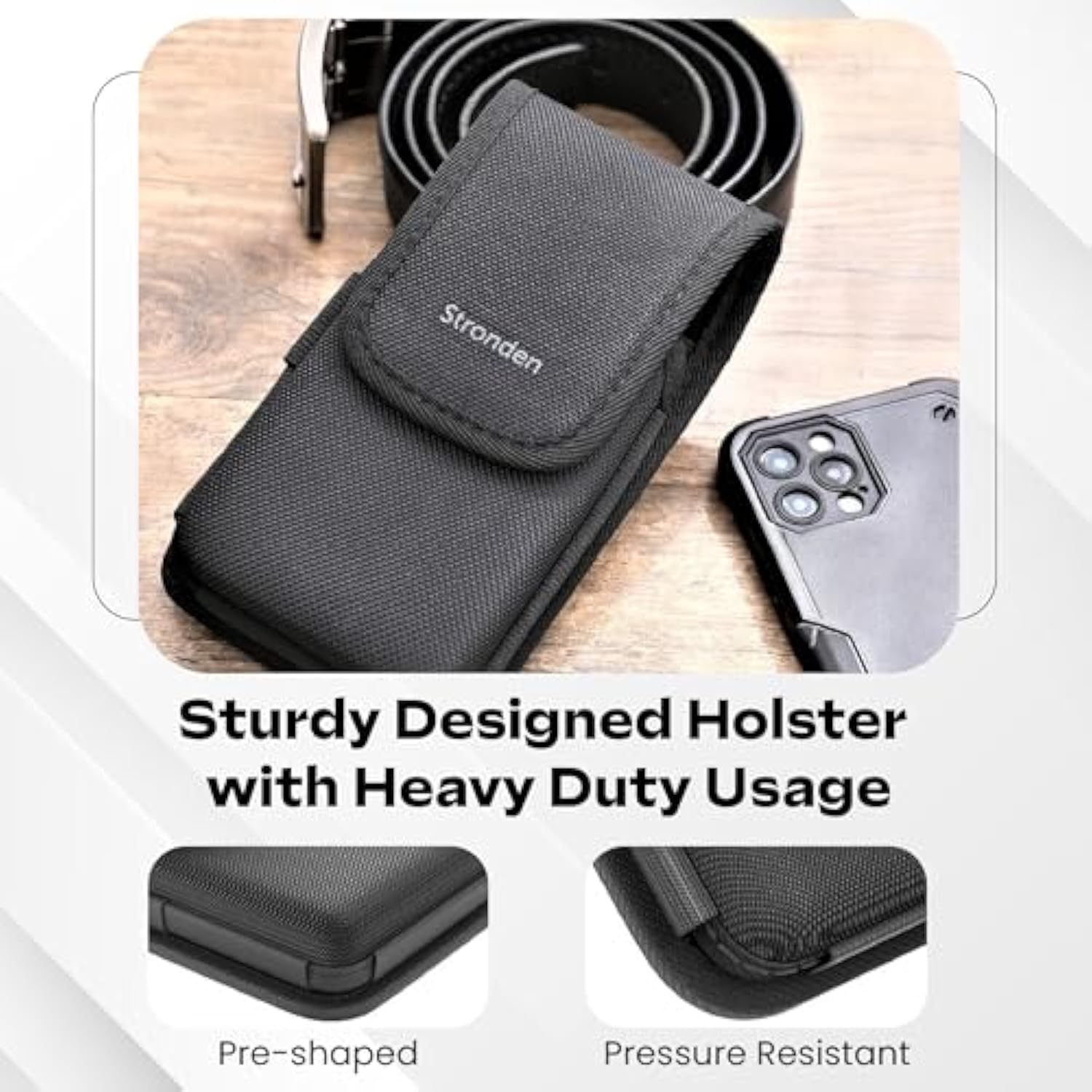 Heavy Duty Holster For Iphone 17 Pro Max, 16 Pro Max, 16 Plus, 15 Pro Max, 15 Plus, 14 Pro Max, 14 Plus, 13 Pro Max - Military Grade Nylon Pouch (Fits Otterbox Defender/Battery Case Only)