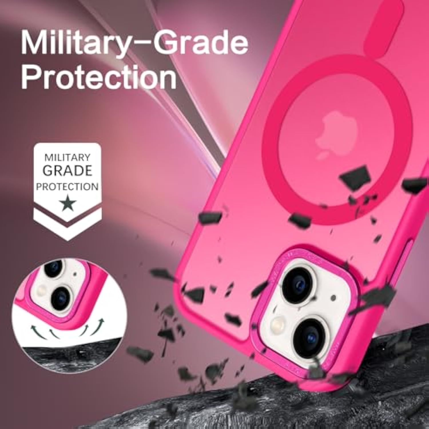 For Iphone 13 Mini Phone Case, Iphone 13 Mini Case [Compatible With Magsafe] Translucent Matte Magnetic Slim Thin Shockproof Women Men Protective Cases Cover 5.4" 2021, Hot Pink