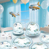 180Pcs Airplane Baby Shower Party Supplies Paper Plates And Napkins Serve 60 Disposable Tableware Set For Birthday Party Decorations Game Day Family School Holiday Sports Events