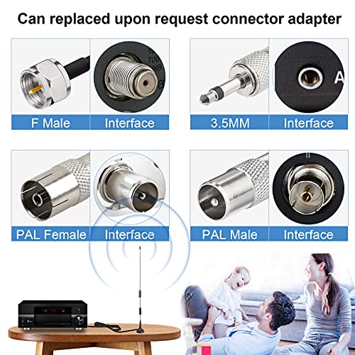 FM Radio Antenna Magnetic Base for Pioneer Onkyo Yamaha Marantz Sherwood Indoor Digital HD FM Radio Bluetooth Home Stereo Receiver AV Audio Video