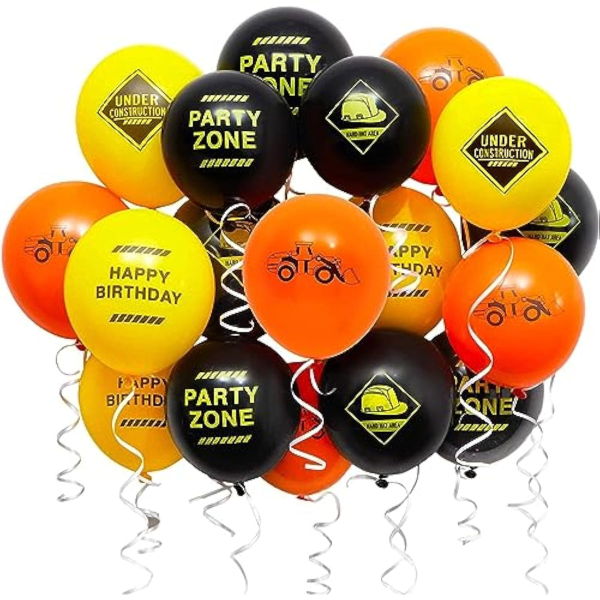 50 Pack 12 Inch Construction Balloons Birthday Party Decorations