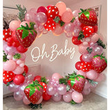 Strawberry Balloon Garland Arch Kit 18 Inch Foil Balloons for Berry First Birthday Party