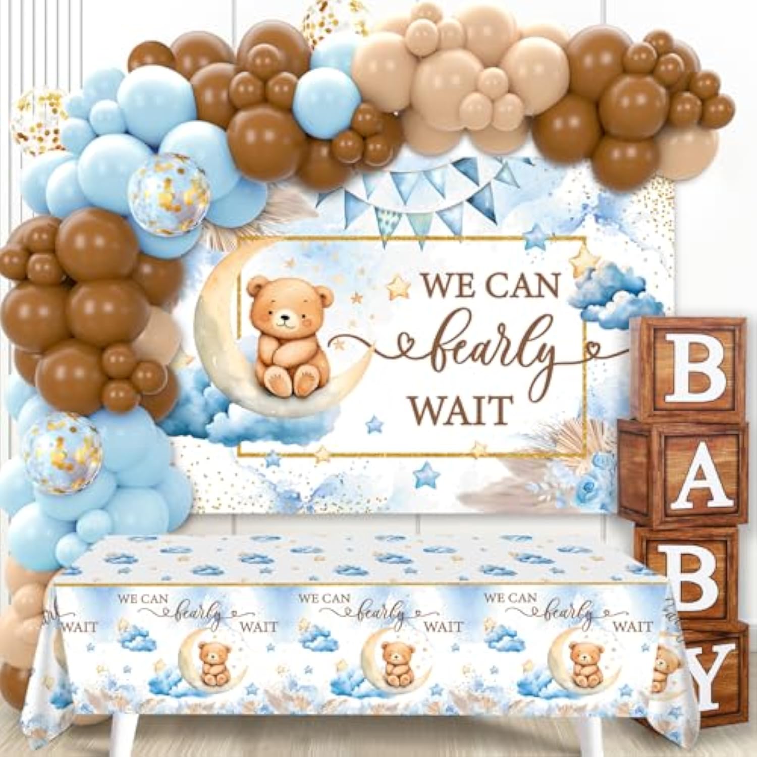 103pcs We Can Bearly Wait Decor Set with Balloons, Boxes, Backdrop & More