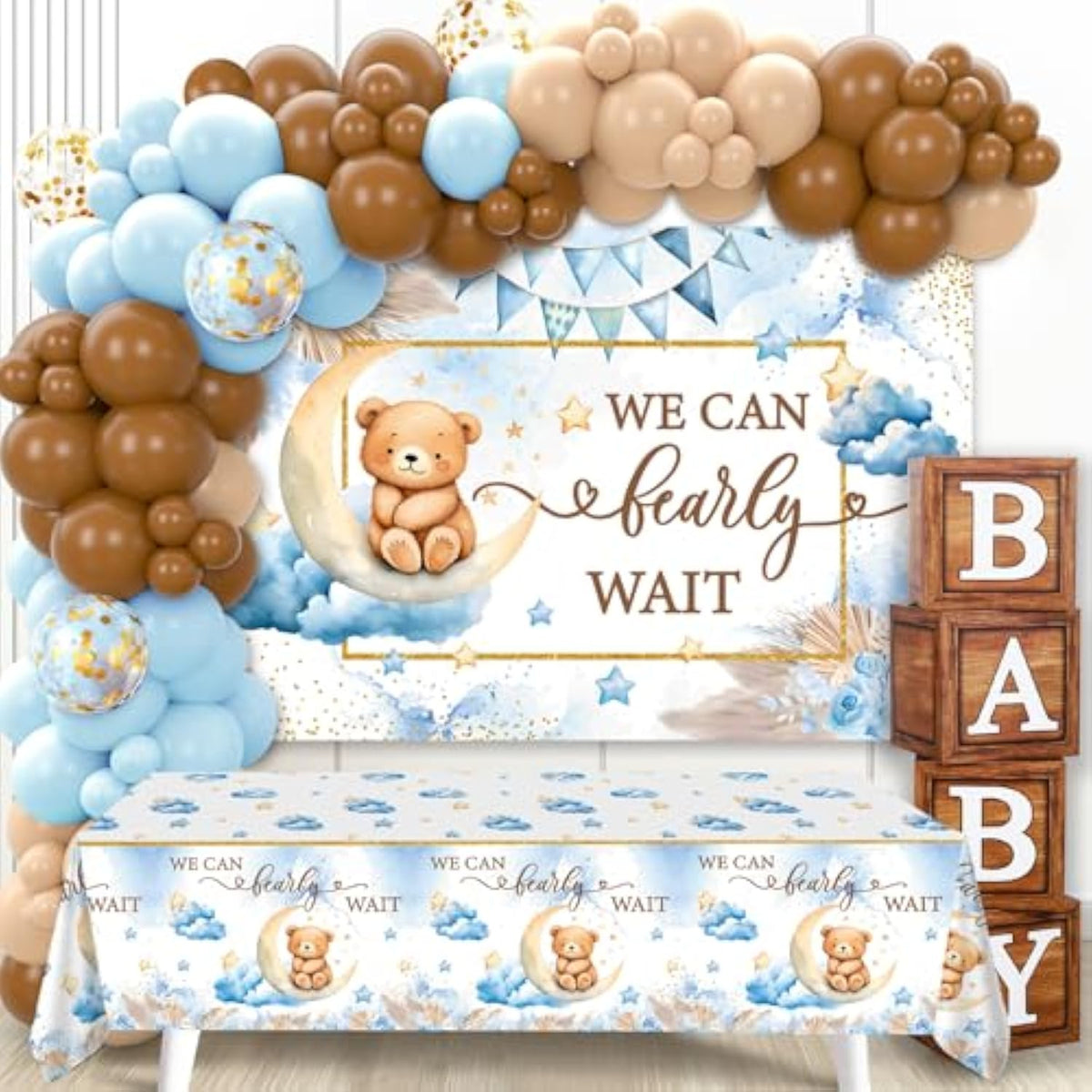 103pcs We Can Bearly Wait Decor Set with Balloons, Boxes, Backdrop & More