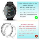 Watch Screen Protector (3+2 Pack) Compatible For Garmin Epix Gen 2, Tempered Glass Film Anti-Scratch High Definition Full Coverage And Soft Tpu Protective Case