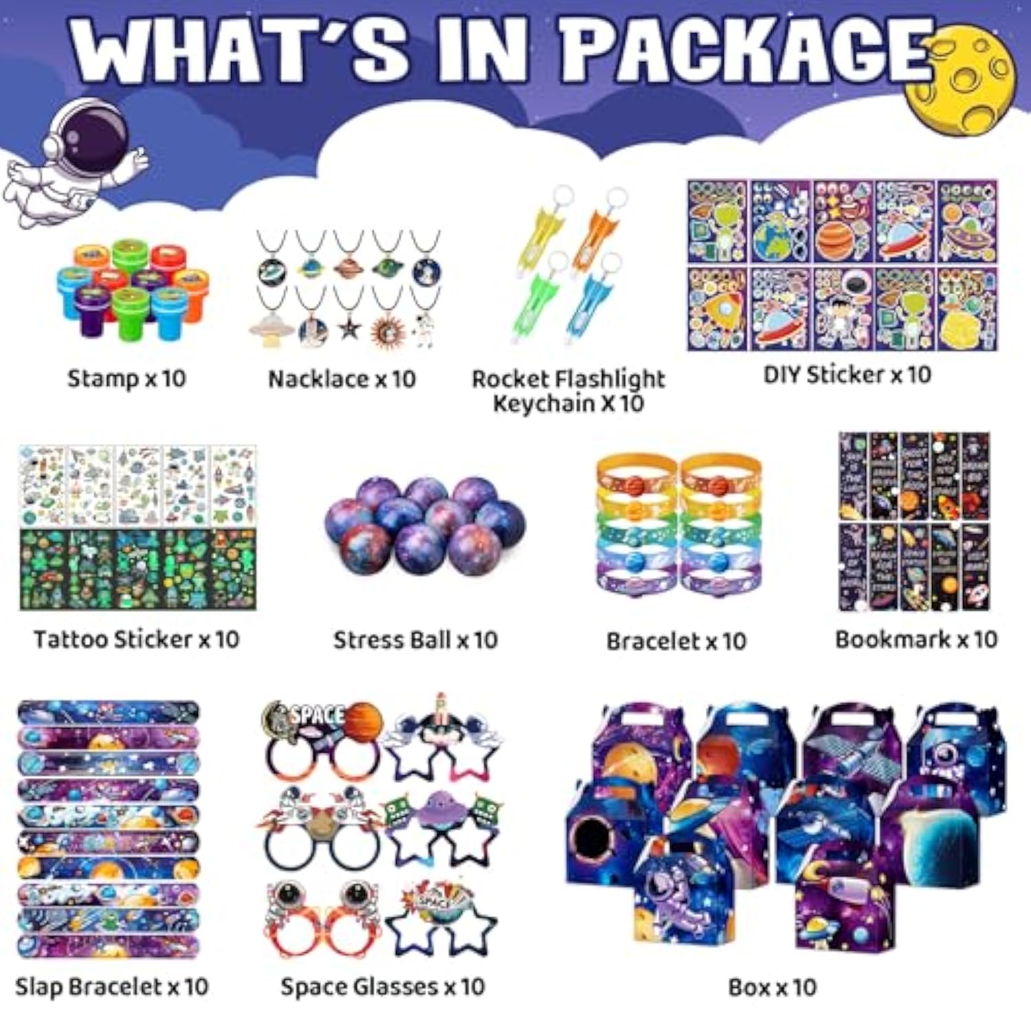 Space Party Favors, Outer Space Themed Birthday Decorations, Astronaut Gift Box For Kids (Space)