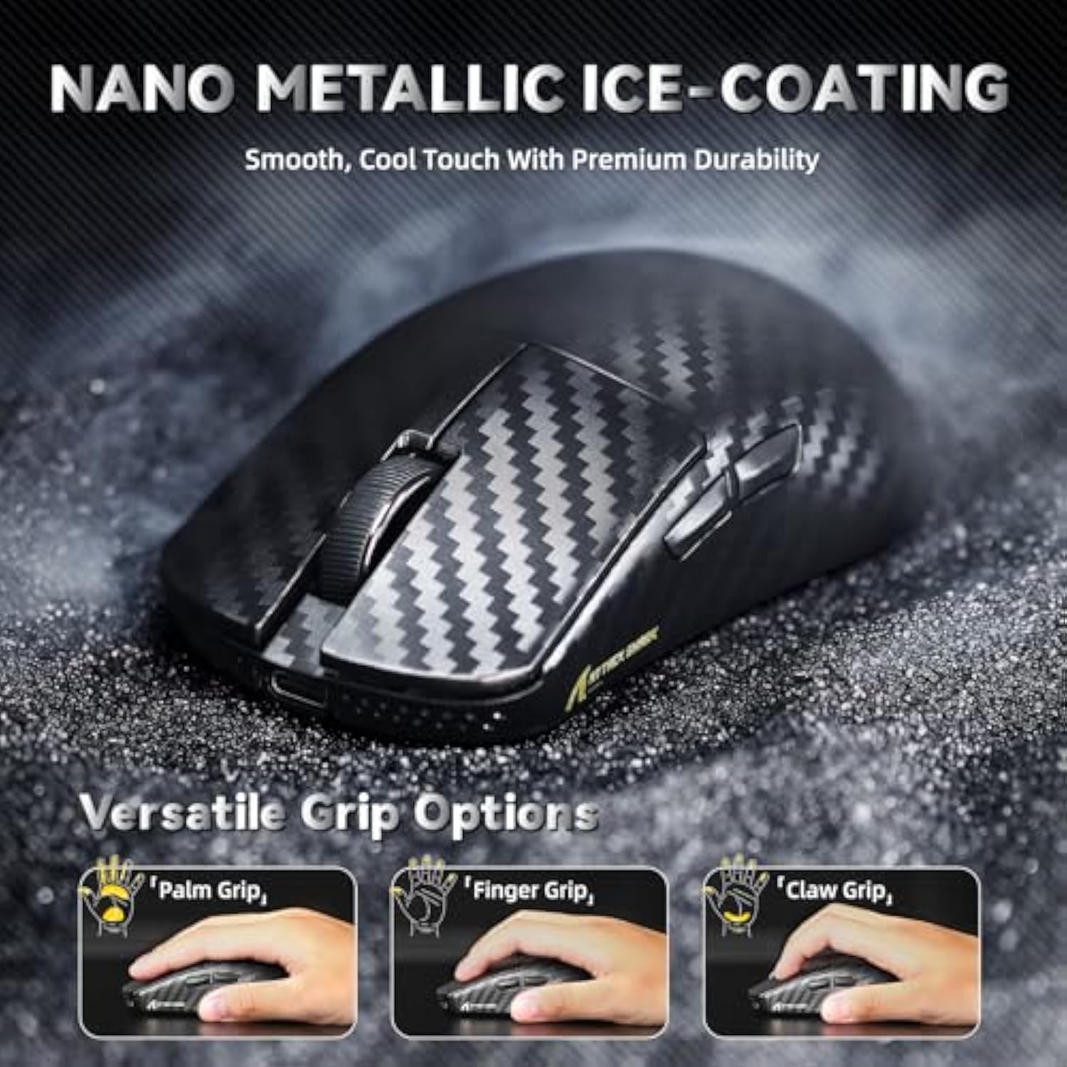 Attack Shark R11 Ultra 8K Carbon Fiber Wireless Gaming Mouse,Paw3950Max 42K Dpi Sensor,49G Superlight Ergonomic Computer Mice With Tri-Mode,70M Switch Cloud Driver For Win/Mac/Pc Gamer,Phantom Shark