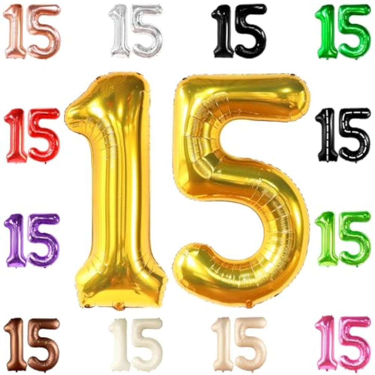 , Big Gold 15 Balloons Number - 40 Inch | Number 15 Balloons, 15Th Bir