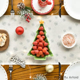 Beige Pine Tree Snowflake Merry Christmas Table Runner, Seasonal Winter Xmas Holiday Kitchen Dining Table Decoration For Home Party Decor 13 X 108 Inch