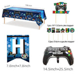 17-Piece Video Game Birthday Party Decoration Set With Game Controllers, Cake Decorations, Tablecloth And Foil Balloons For Boys And Girls Gaming Theme Celebration