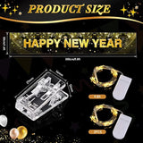 Jumbo LED "Happy New Year" Yard Sign 118" x 19.6" Black & Gold Light-Up Banner