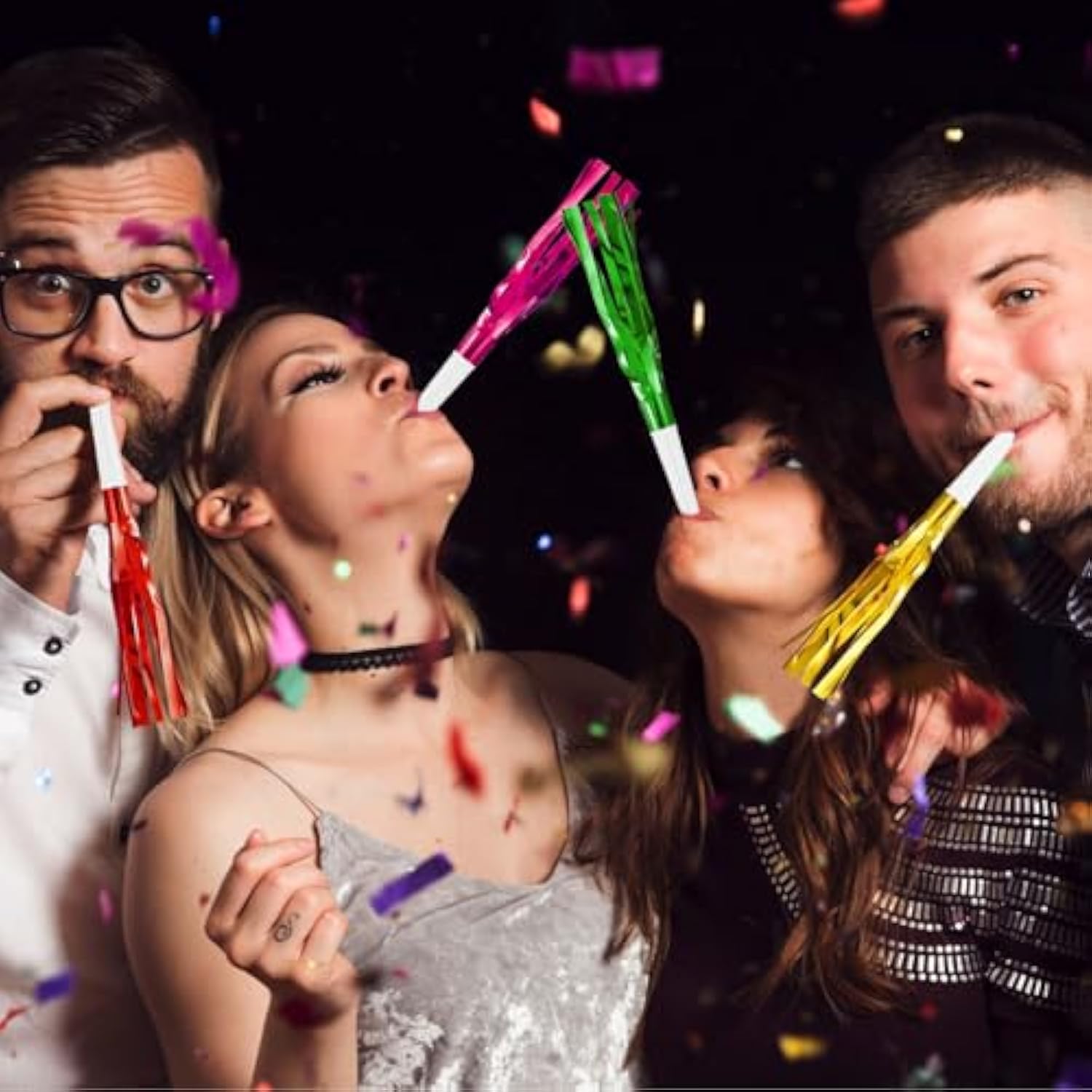 48pcs New Year Noise Makers Gold Silver Party Blowouts Favors