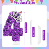 Purple Birthday Candle Crown Number 4 Candles Cake Candle,Purple Birthday Cake Topper Cupcake Decorations Party Decor For Girls And Women Anniversary Celebrations Supplies Favors