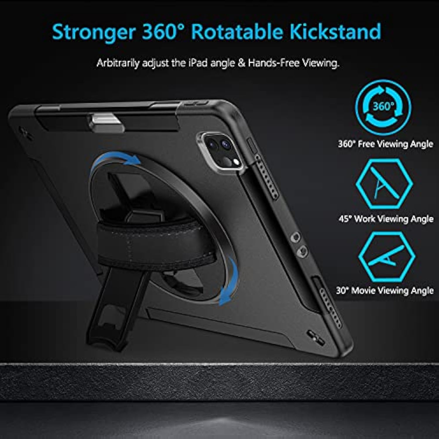 Case For Ipad Pro 12.9 Case 2022/2021: Military Grade Heavy Duty Shockproof Co