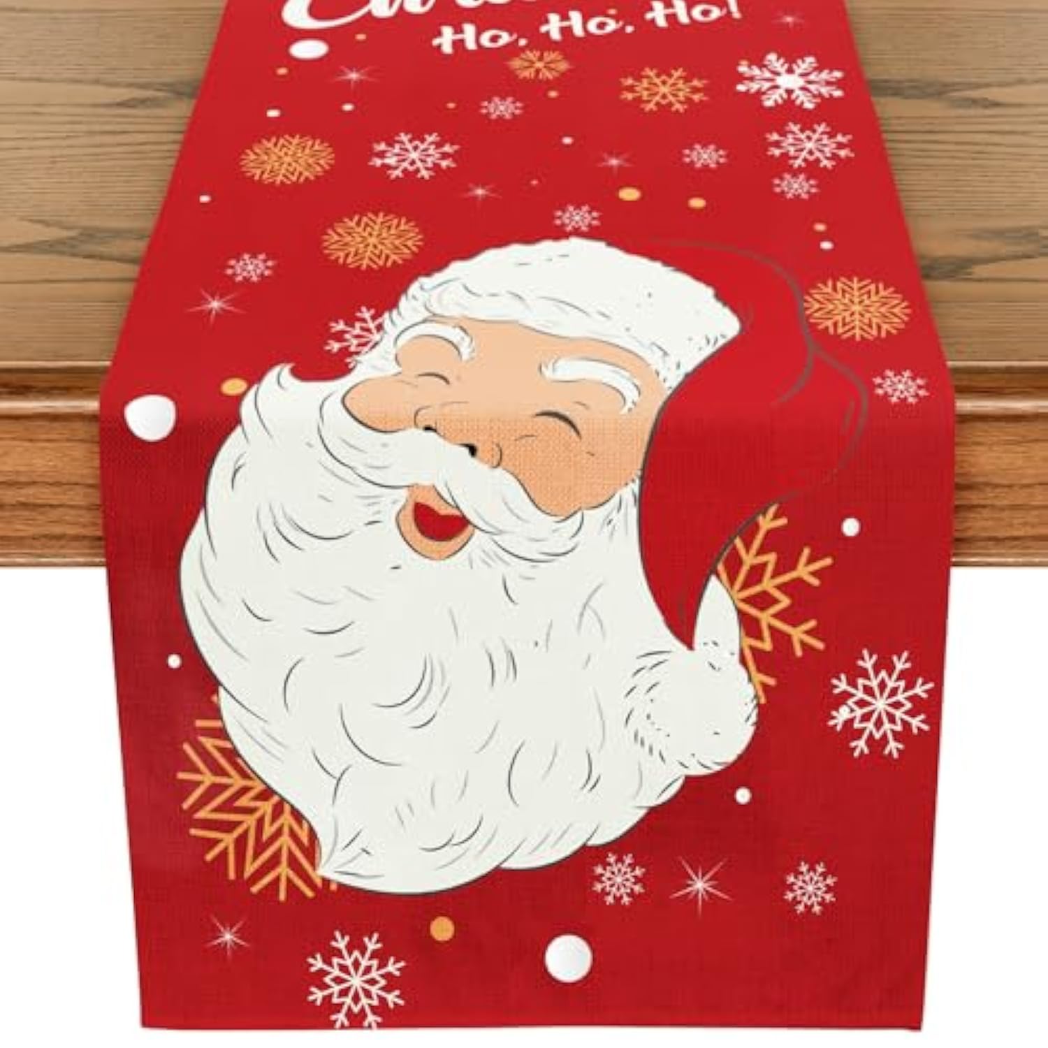 Red Santa Claus Christmas Table Runner - 13 X 72 Inch - Seasonal Winter Xmas Holiday Farmhouse Style Kitchen Dining Table Decoration For Indoor Outdoor Home Party