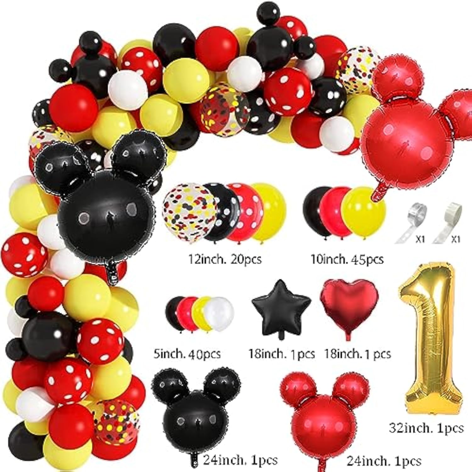 Mouse-Themed 1st Birthday Decor for Boys with Banner & Balloon Set