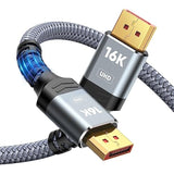 Displayport Cable 2.1, 16K Dp 2.0 Cable 6Ft [16K@60Hz, 8K@120Hz, 4K@240Hz 165H