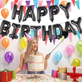Happy Birthday 16in 3D Foil Letter Balloon Banner Black Party Decorations