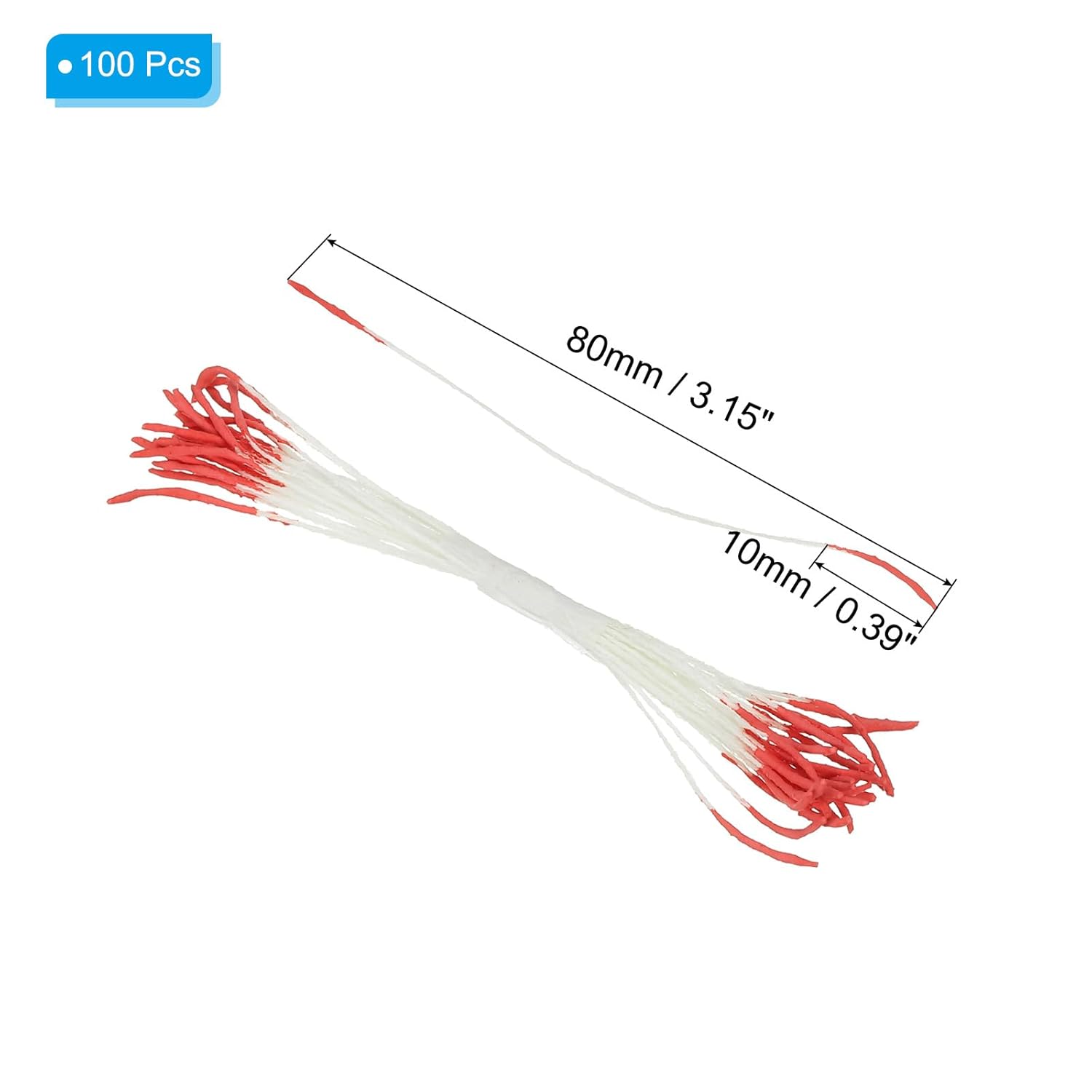 10Mm Double Heads Flower Stamen, 100 Pcs Artificial Flower Stamen Pistil Matt Pearl Floral Stamen For Diy Christmas Card Wedding Decoration, Red