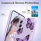 for Galaxy A17 5G with 2 PCS Screen Protectors,Soft Liquid Silicone Anti-Scratch Protective Shockproof Florals Cover Girls Women  Galaxy A17