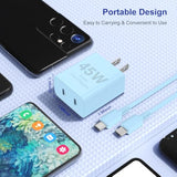 45W Dual Port Iphone 17 16 15 Charger Fast Charging Block And 6Ft/10Ft Usb C To Type C Charger Cable Cord Long For Apple Iphone 17 Pro Max/17 Pro/17 Air/16 Pro Max/16/15 Pro Max/15/15 Plus/Mini/Ipad