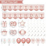 80Th Birthday Decorations For Women, 30Pcs Rose Gold Happy Birthday Party Supplies, 80Th Crown And Sash, Banner, Hanging Swirl Flag, Balloons, 80 Year Old Party Decoration Set