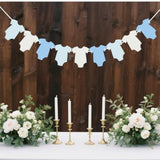 Pre-Strung Blue Gingham Bodysuit Baby Shower Banner - Baby Boy Shower Decorations-
