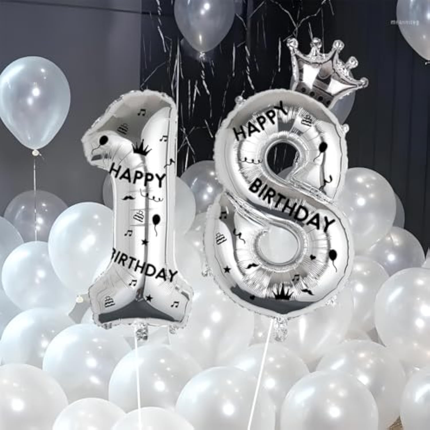 40Inch Silver Foil Number 18 Balloon Crown 18th Birthday Party Decor