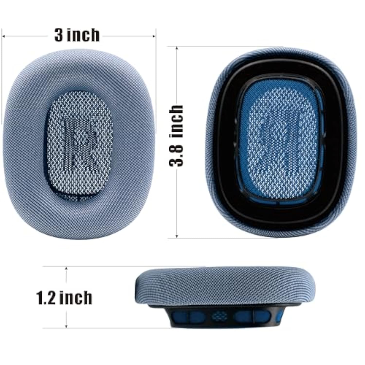 Replacement Ear Cushions Compatible For Airpods Max Headphones Replacement Ear Pads Compatible For Apple Airpodsmax Airpods Pro Max Ear Cushions Memory Foam Earmuffs Sky Blue Left Right