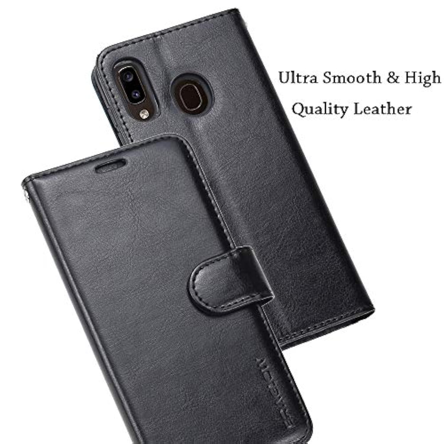 Galaxy A20 Case,Galaxy A30 Case,Premium Pu Leather Wallet Flip Protective Phone Case Cover W/Card Slots & Kickstand For Samsung Galaxy A20/A30 2019 (Black)
