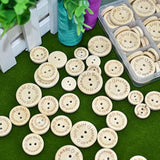 150Pcs Craft Sewing Button 2 Holes Handmade With Love Round Wooden But