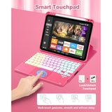 Touchpad Keyboard Case For Ipad (A16) 11Th 10Th Generation, 360 Rotation Cover With Pencil Holder Wireless Backlit Detachable Keypad For Ipad 11 Inch 2025/10 Gen 10.9" 2022 Watermelon Red