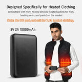 5V 2A Rechargeable Battery Pack For Heated Vest 10000Mah Heated Jacket Battery Power Bank For Heated Vests Heated Jackets Heated Hoodies For Men Women(No Dc Port, Not Suit For 7.4V)