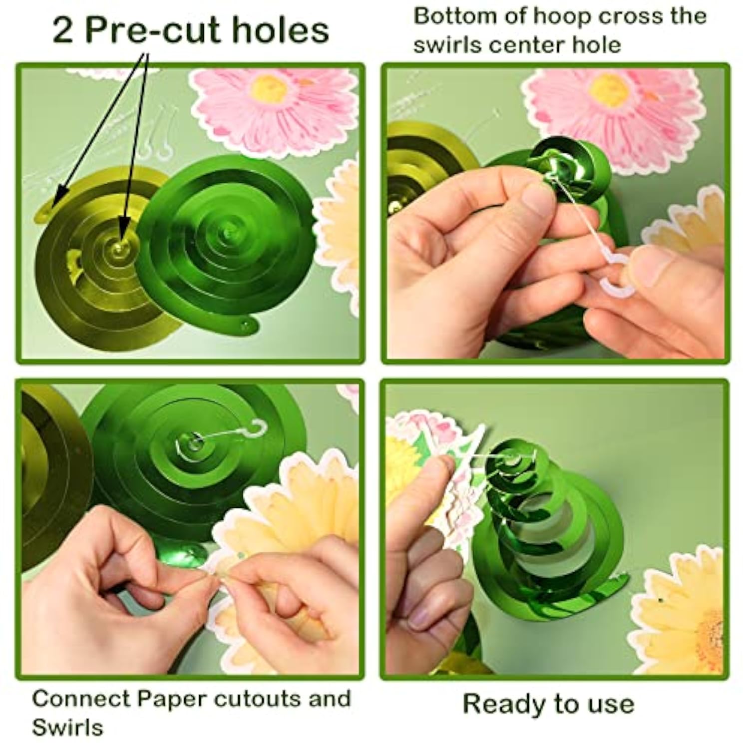 Spring Flower Birthday Party Decorations,30 Set Summer Party Hanging Swirl Ceiling Decorations For Classroom Office Mother Day Decor