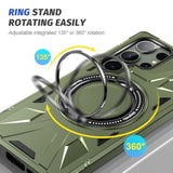 Samsung Galaxy S23 Ultra Magnetic Case - 360 Rotatable Ring Stand, Military Grade Heavy Duty Protection, Compatible With Magsafe, Green